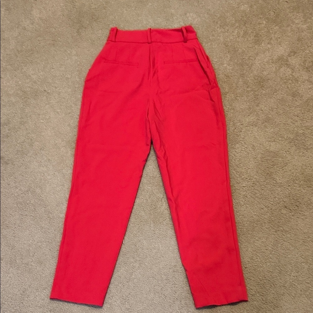 Zara Red High-Waisted Trousers - Picture 5 of 8